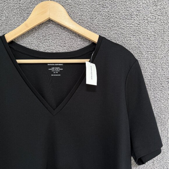 Banana Republic Luxe Touch Cotton V-neck T-shirt XL Black - Picture 2 of 10